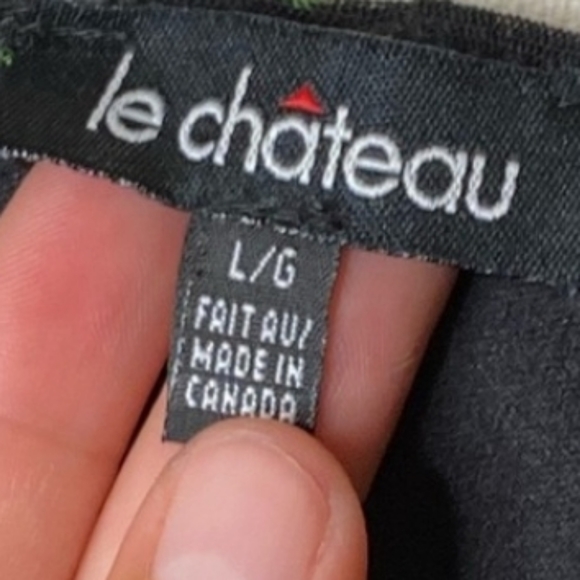 le chateau sleeveless black floral / leaf print midi surplice v-neck dress - Picture 5 of 6